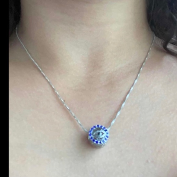 new in plastic silver evil eye 🧿 thick pendant necklace - Picture 1 of 6